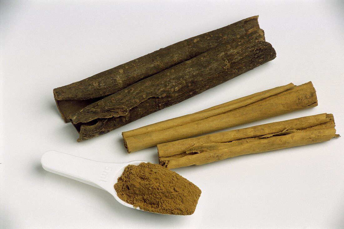 Zimtrinde (Kassia), Zimtstangen & Zimtpulver (Cinnamomum)