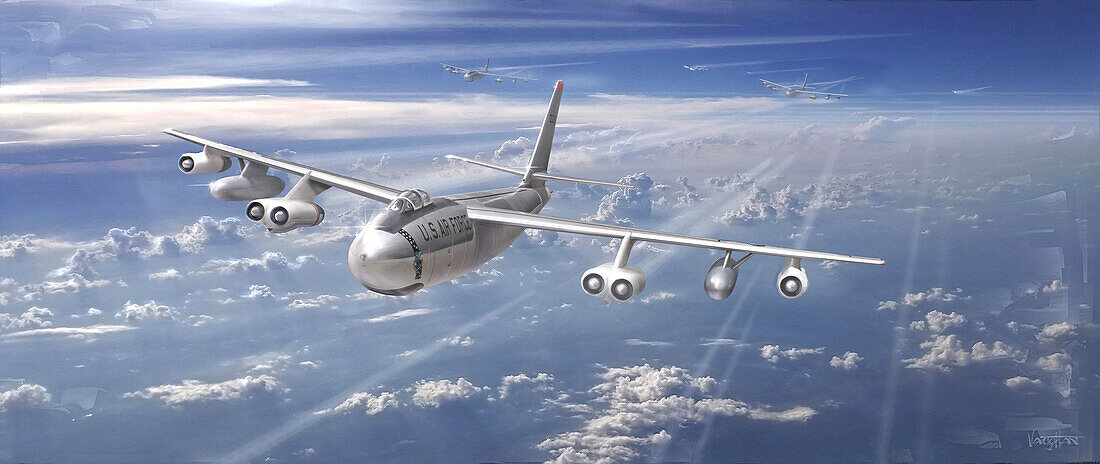 Nuclear bomber in flight, illustration