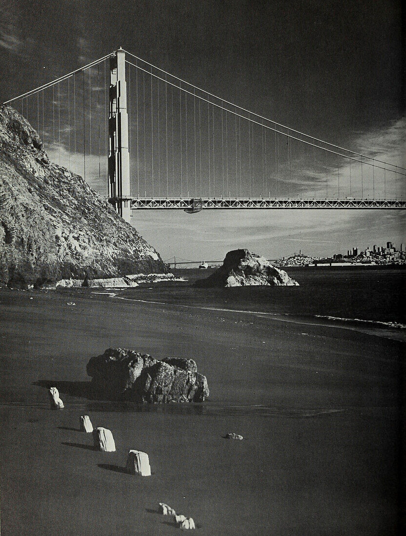 Golden Gate Bridge under construction, 1937