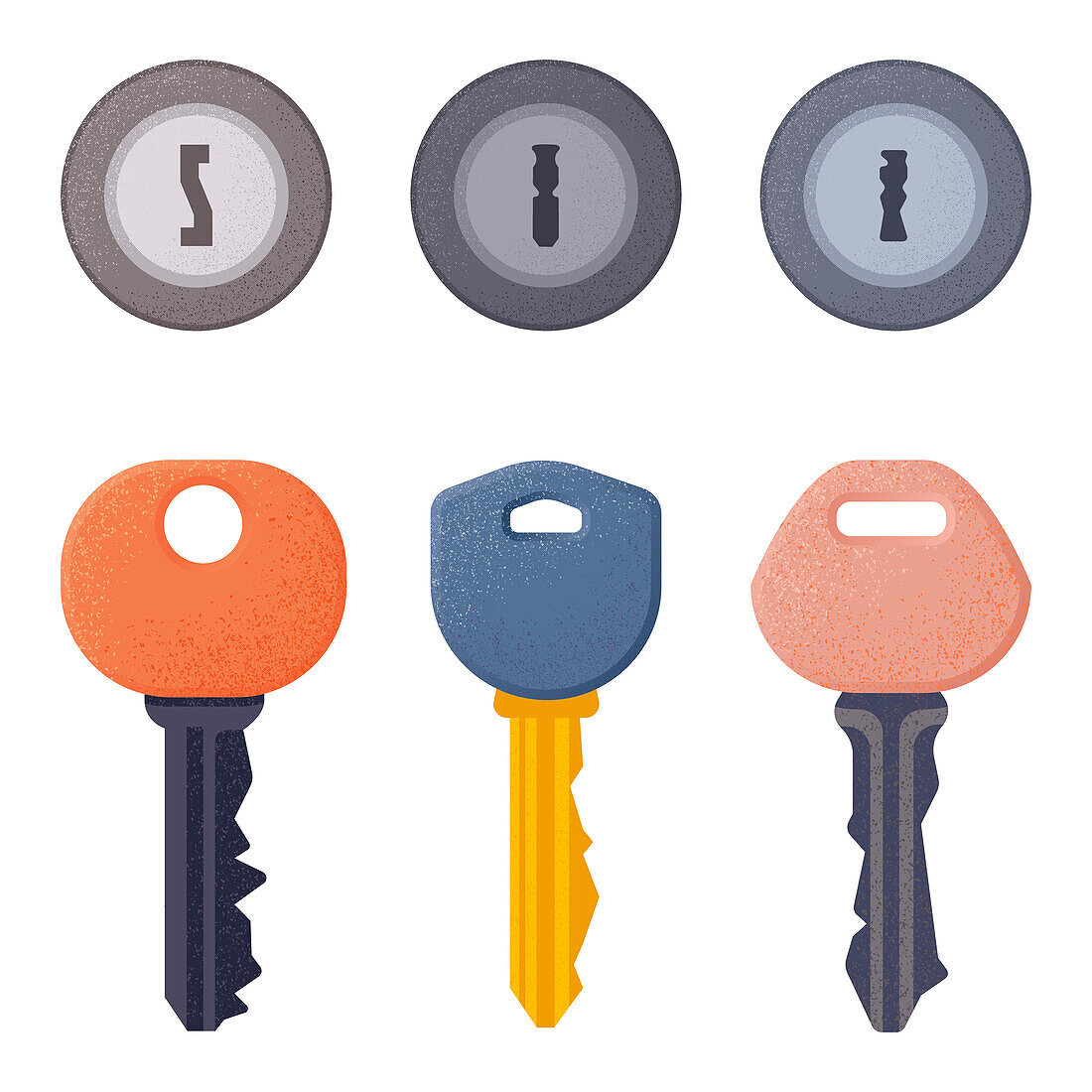 Keys and keyholes, illustration