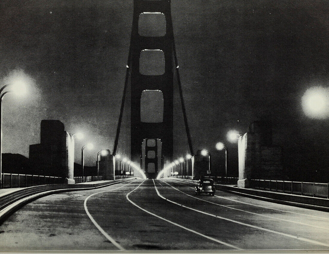 Golden Gate Bridge at night, 1937