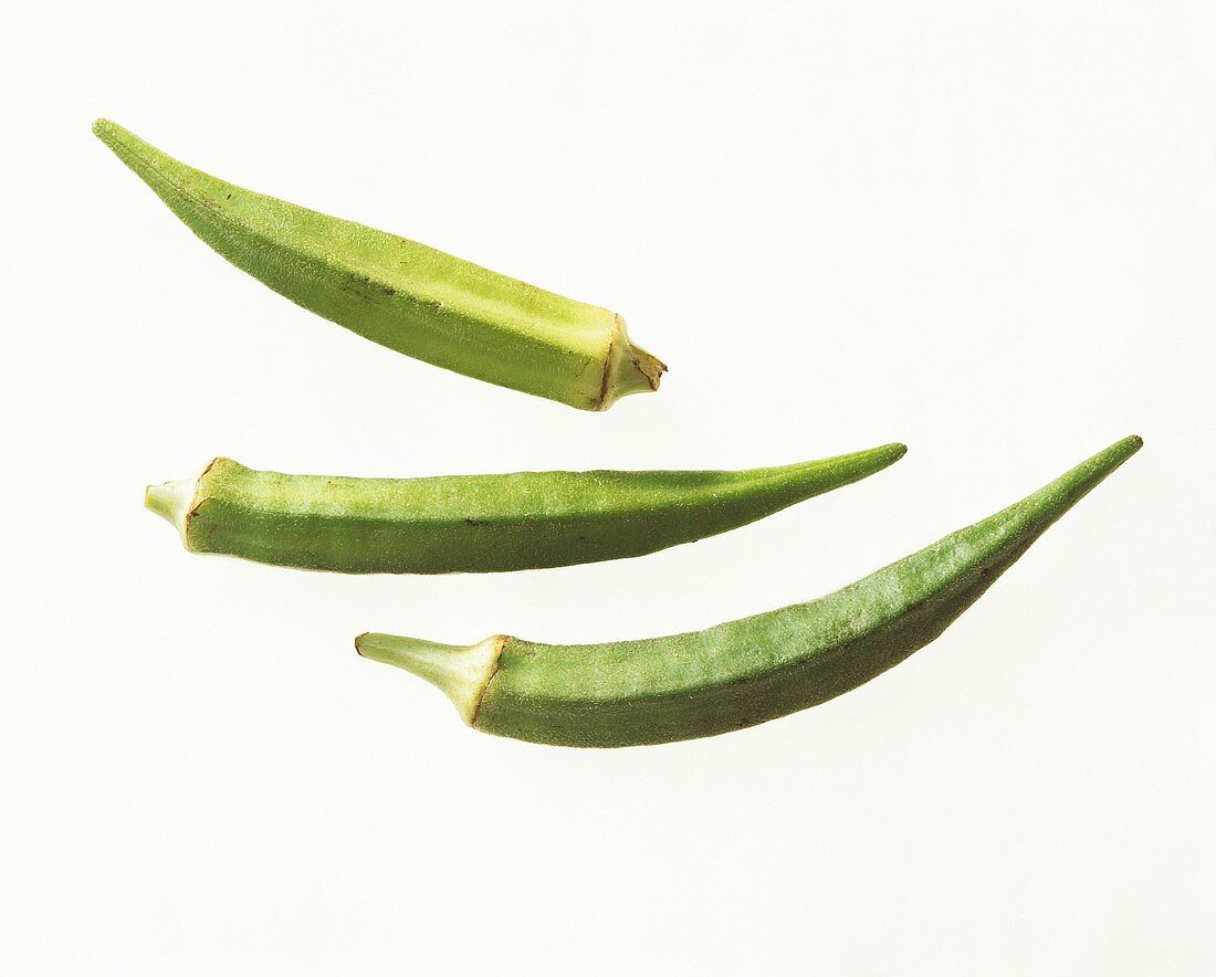 Three okra pods