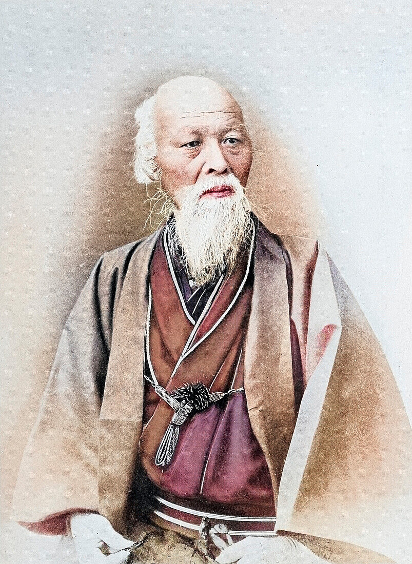 Aged Japanese doctor in full dress costume