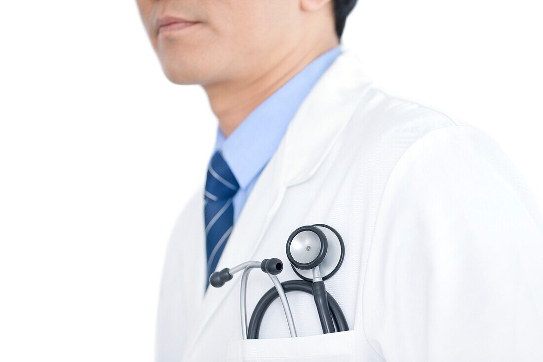 Stethoscope in doctor's pocket
