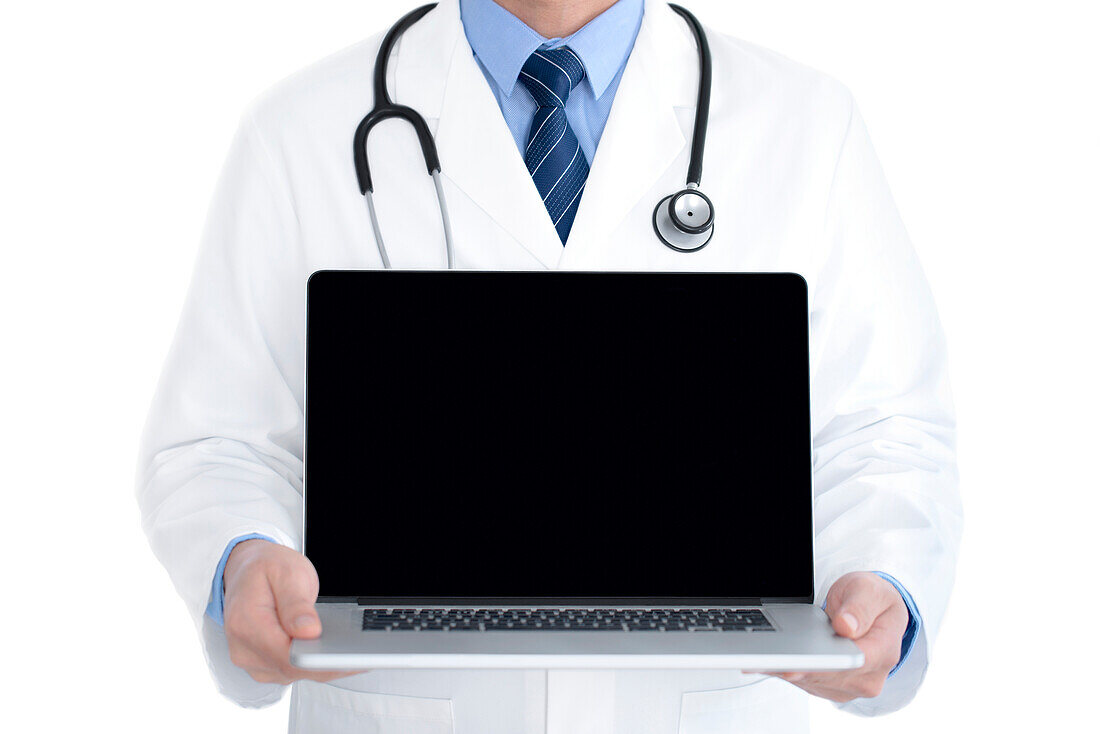 Doctor holding laptop