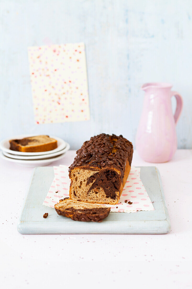 Chocolate banana bread with peanut butter