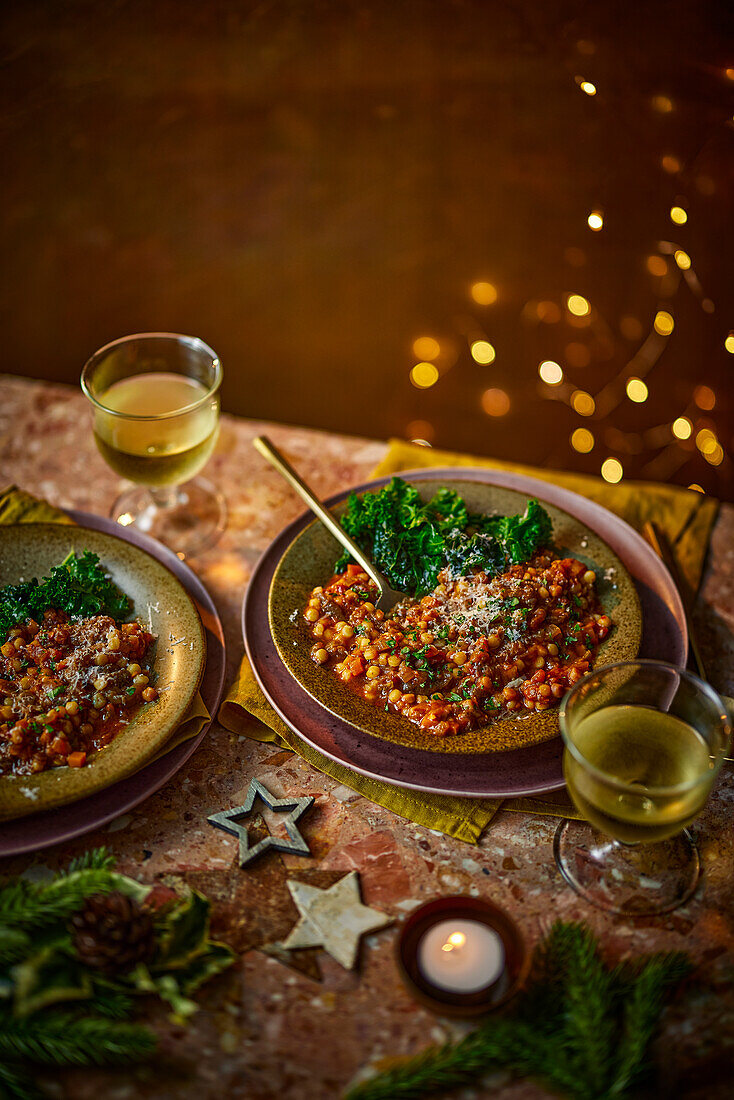 Fregola with smoky aubergine and 'Nduja