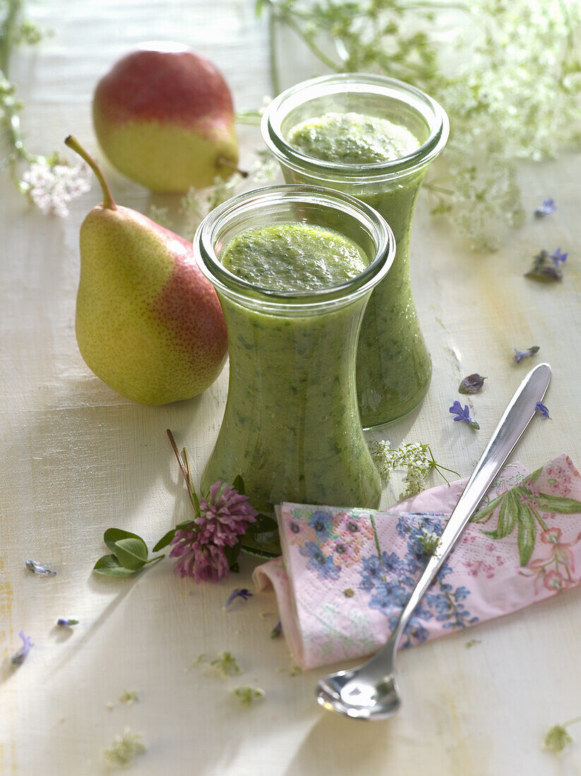 Wild herb and fruit smoothie
