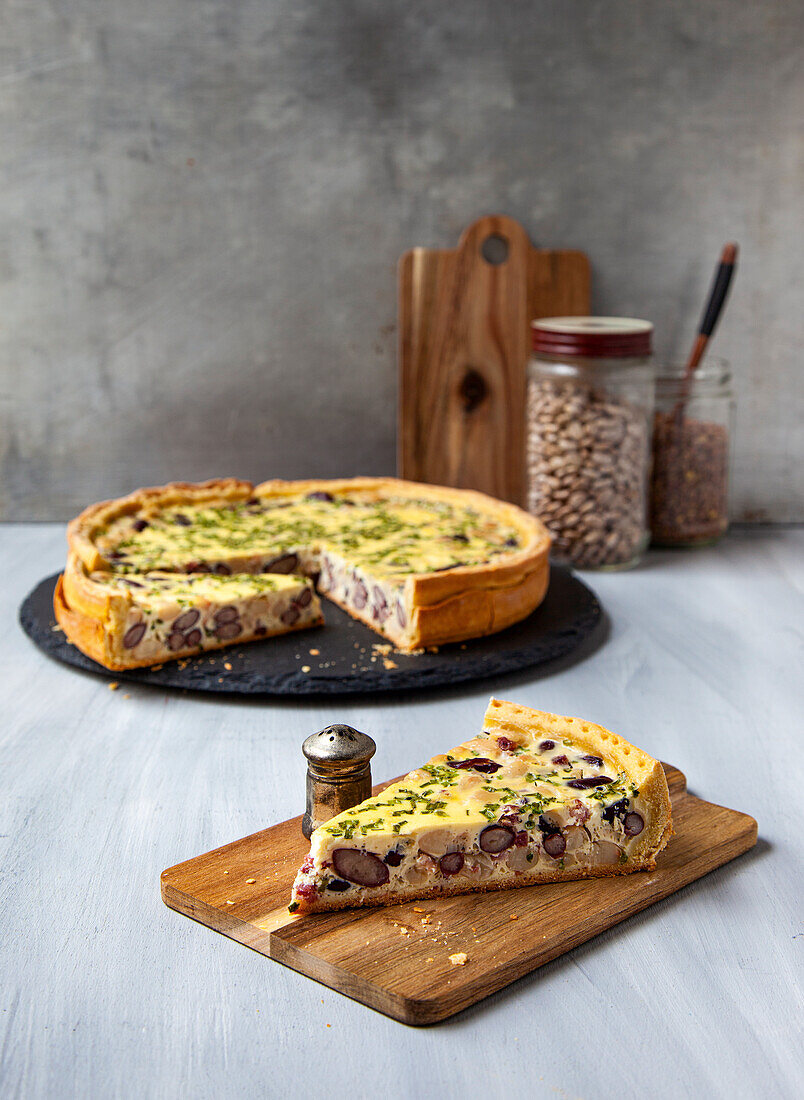 Bean mix quiche with chickpea batter