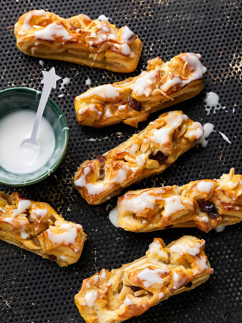 Stollen strudel made from Danish pastry