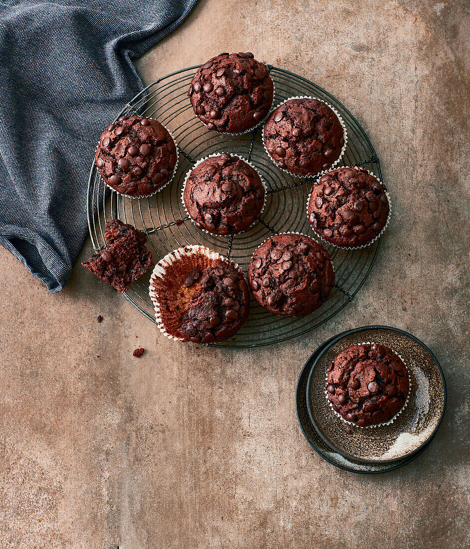 Chocolate muffins with chocolate drops