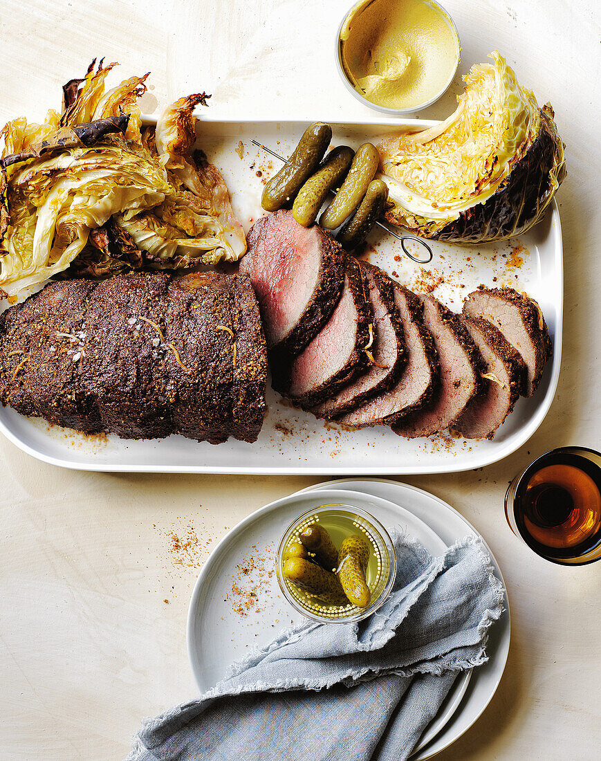 Pastrami beef fillet with sweet and sour cabbage