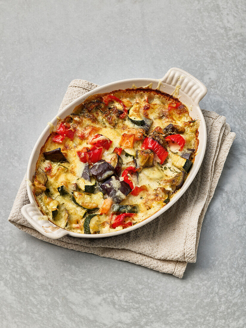 Leftover casserole with potatoes and vegetables