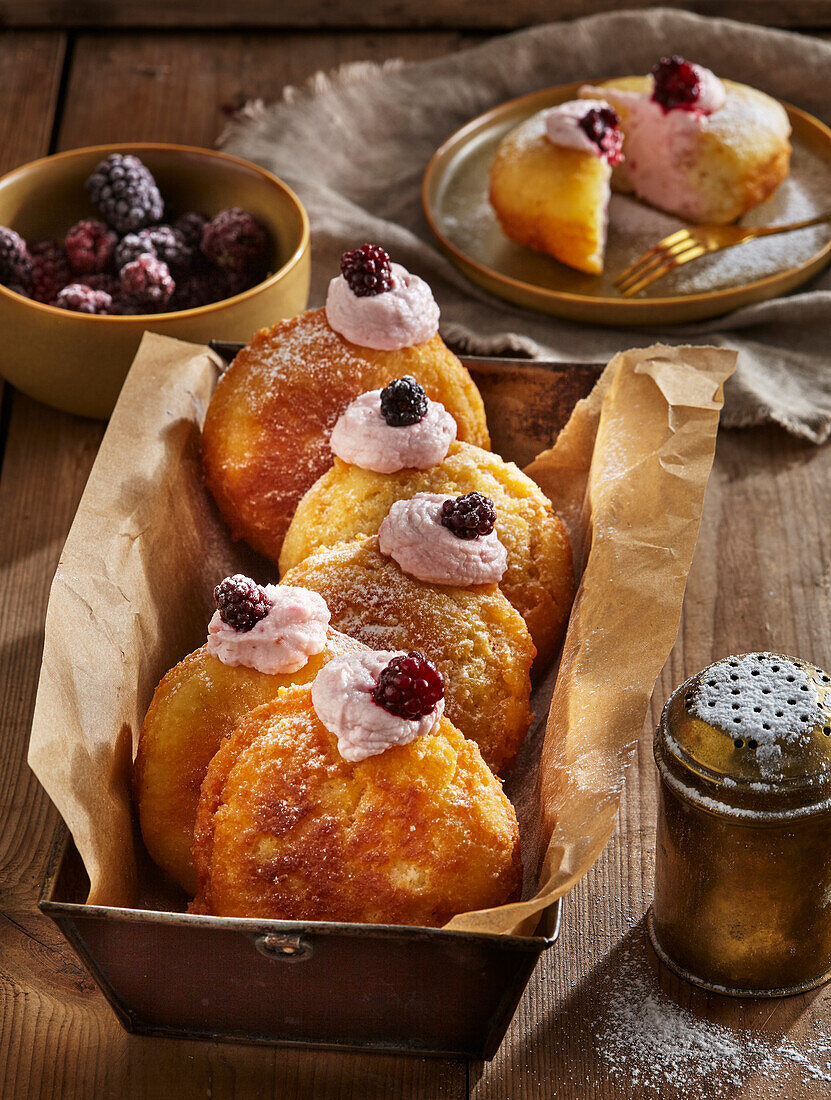Donuts filled with blackberry cream