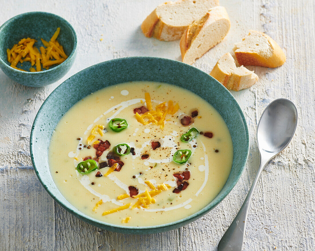 Beer soup with cheddar and bacon