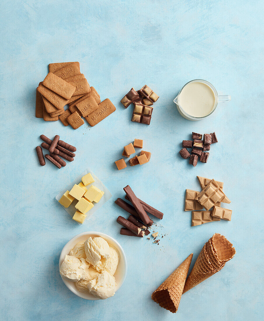 Ingredients for caramel ice cream cake