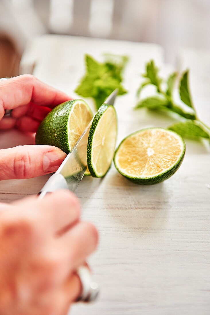 Slicing a lime