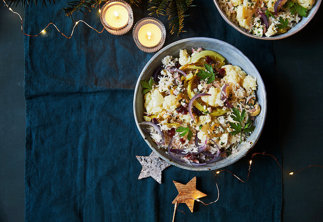 Baked cauliflower rice