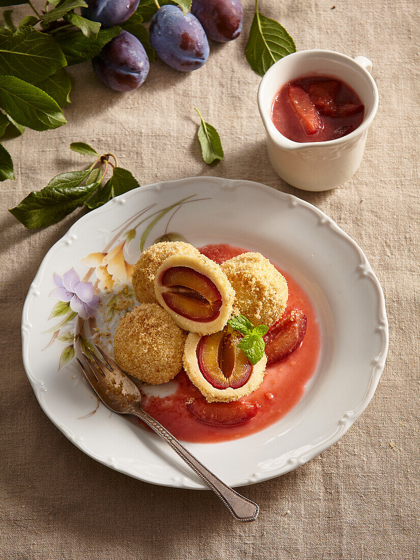 Sweet plum dumplings