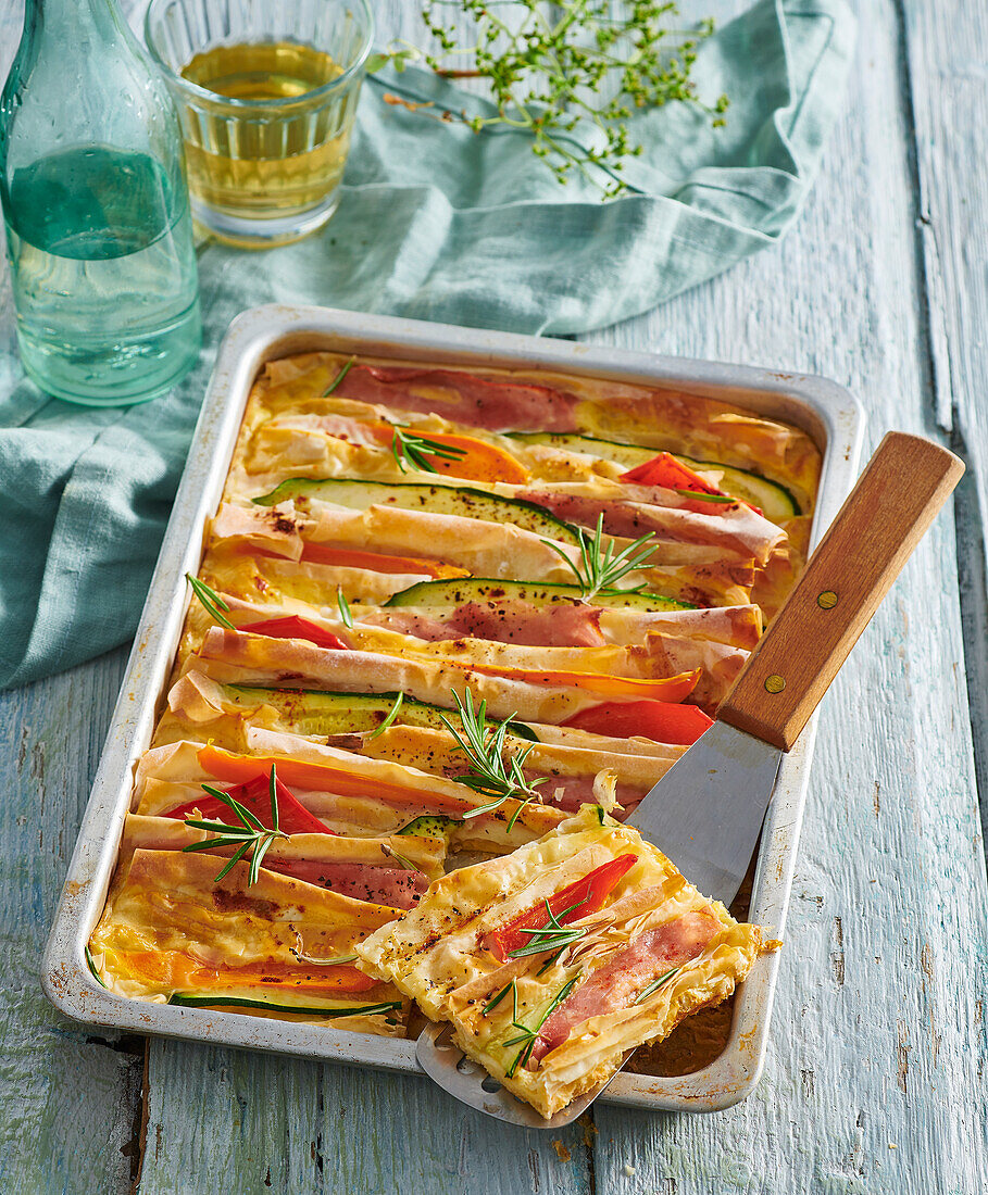 Savoury sheet cake with vegetables