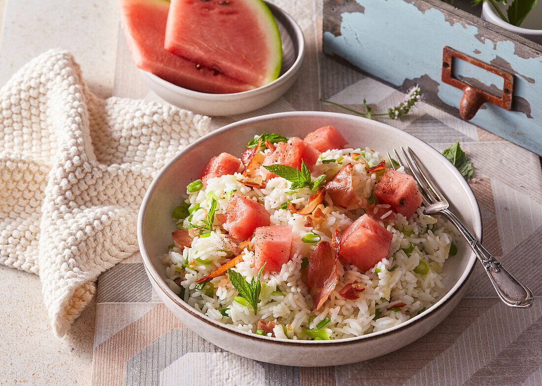 Risotto with watermelon