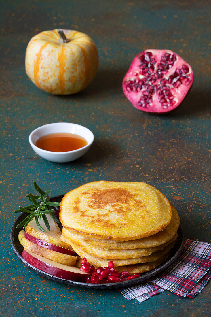 Pancakes with pumpkin, parmesan and cinnamon