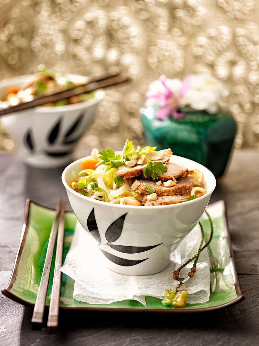 Noodle soup with spicy pork fillet