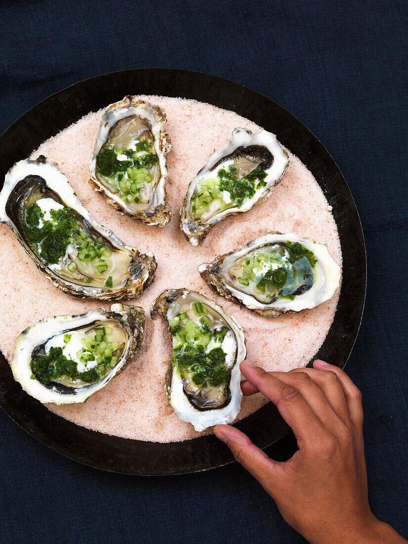 Fresh oysters with herbs