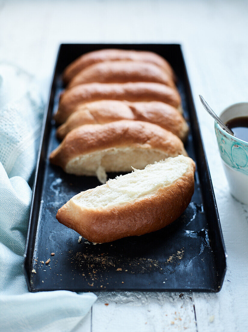 Yeast rolls on baking tray