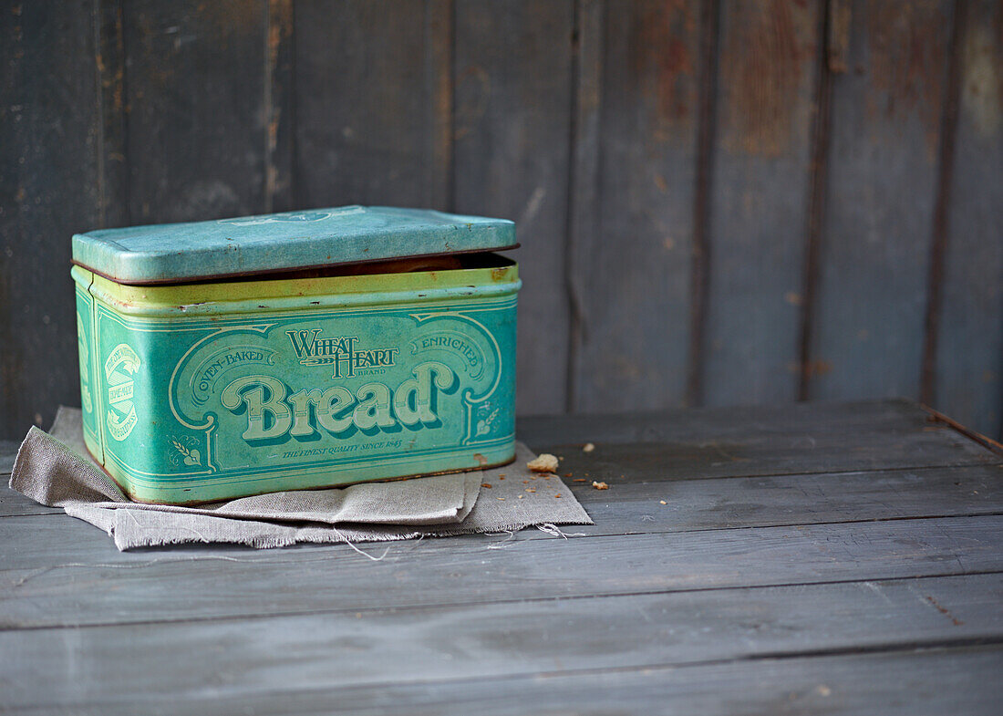 Vintage tin bread box