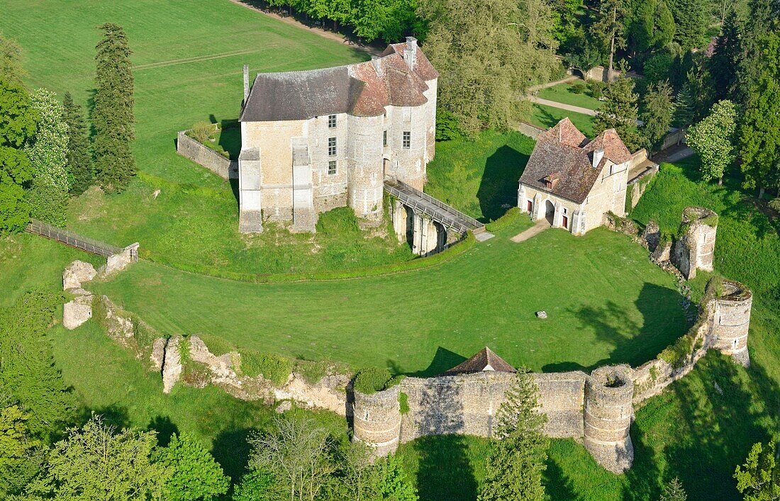 France,Eure,Chateau d'Harcourt,the 12th century fortress (aerial view)