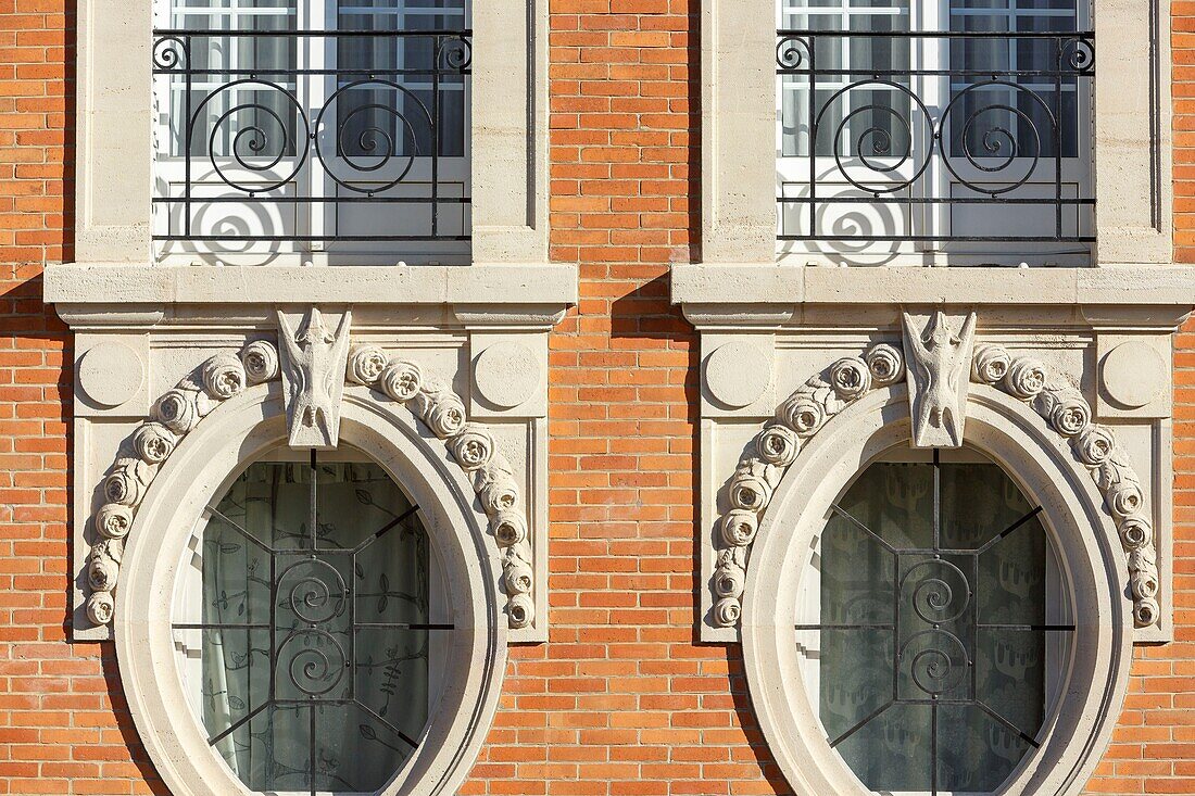 Frankreich,Meurthe et Moselle,Nancy,Art-Déco-Fassade eines Wohnhauses im Boulevard Albert der Erste