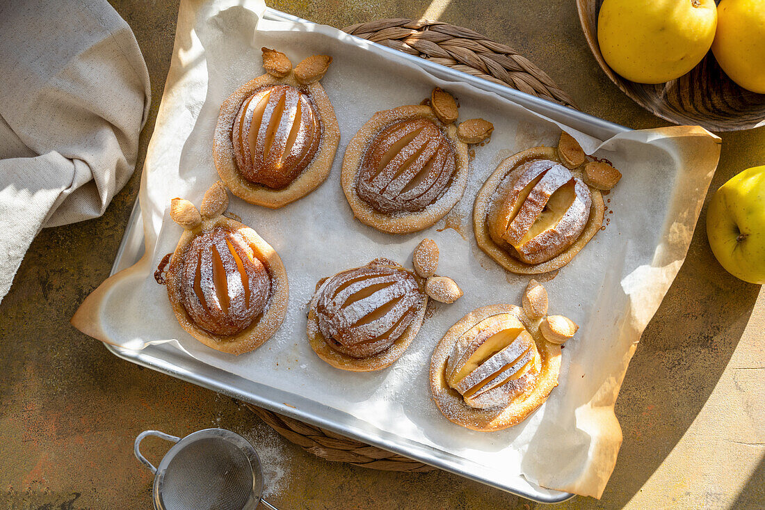 Puff pastry pear tartlets