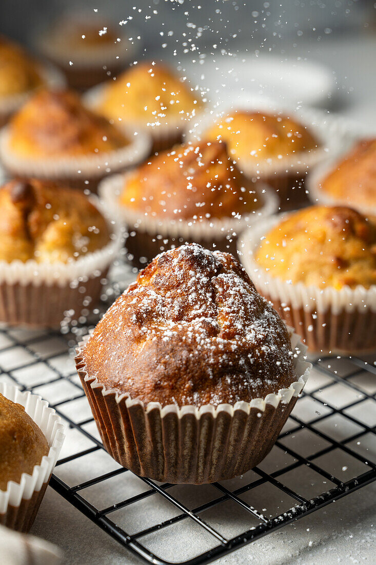 Apfelmuffins mit Puderzucker