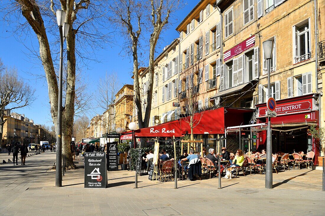 France,Bouches du Rhone,Aix en Provence,cours Mirabeau,main avenue,Roi Rene cafe