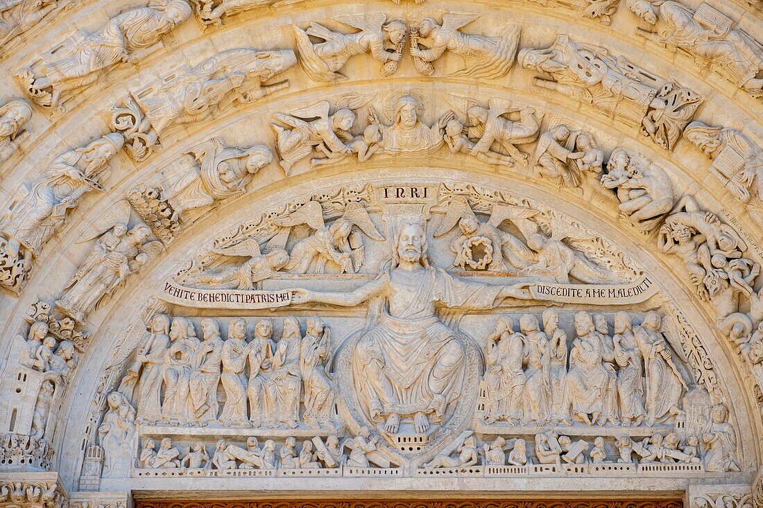 France,Seine Saint Denis,Saint Denis,the cathedral basilica,the facade,the portal and the last judgment