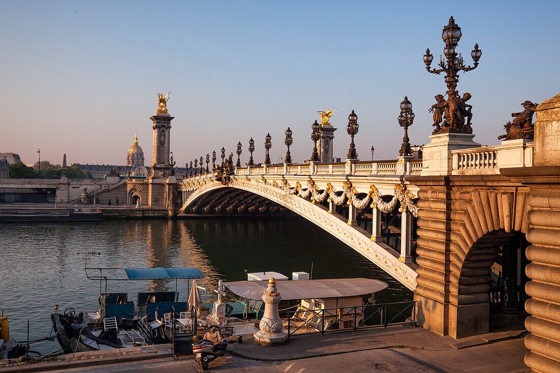 France,Paris,area listed as World Heritage by UNESCO,Alexander III bridge and the Invalides