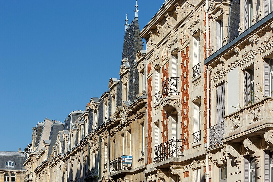 France,Meurthe et Moselle,Nancy,row of Art Nouveau facades in Begonias street