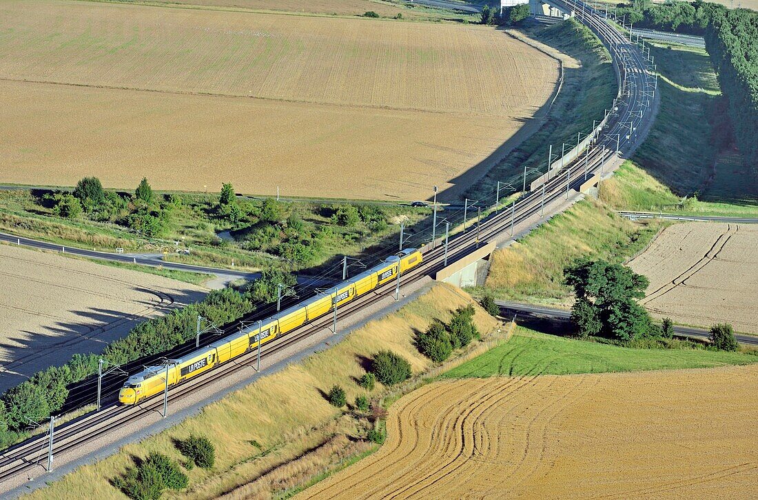 France,Seine et Marne,postal service,mail trains (aerial view)