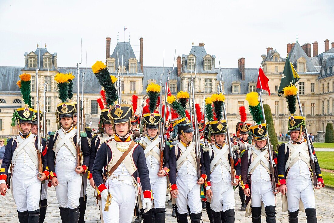 France,Seine et Marne,castle of Fontainebleau,historical reconstruction of the stay of Napoleon 1st and Josephine in 1809