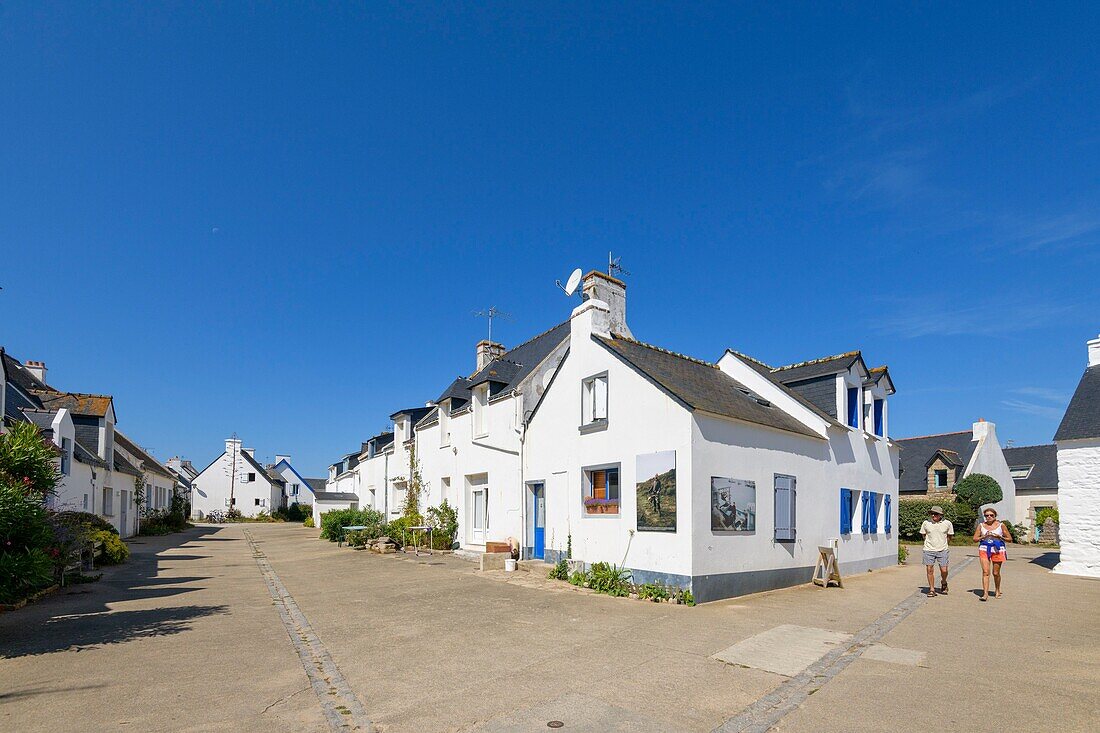 France,Morbihan,Houat,the village and its typical houses