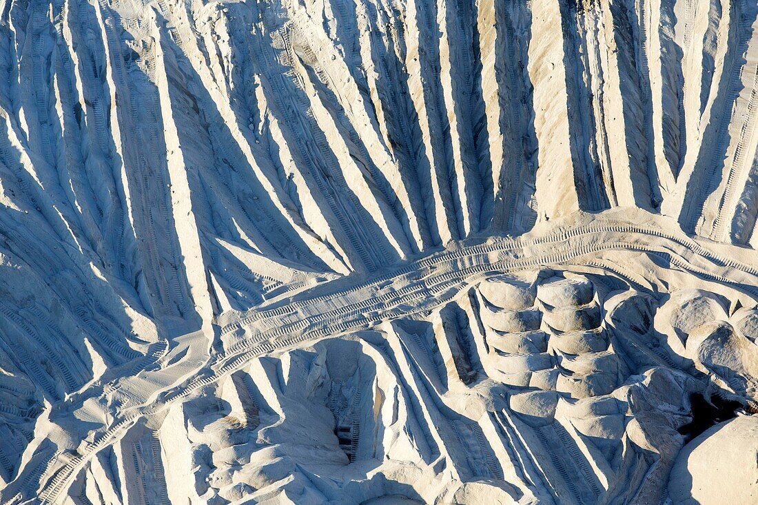 France,Bouches du Rhone,Camargue Regional Nature Park,Salin de Giraud,the salt marshes (aerial view)