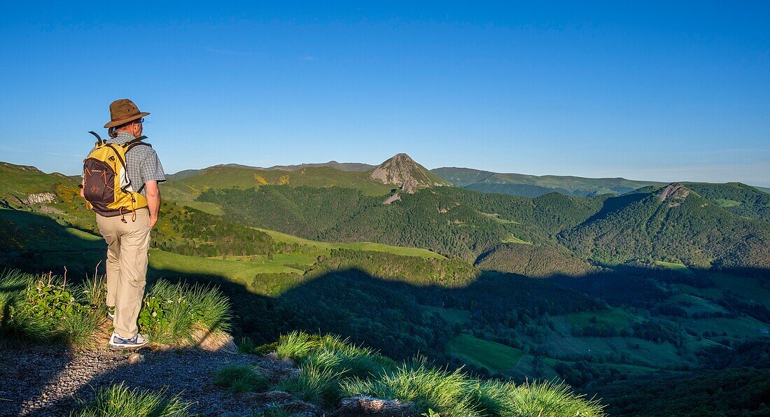 Frankreich,Cantal,Regionaler Naturpark der Vulkane der Auvergne,monts du Cantal,Cantal-Berge,vallee de Mandailles (Mandailles-Tal),puy Griou