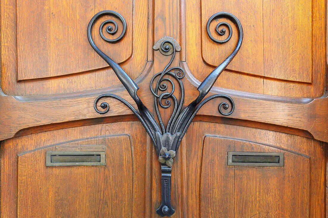 France,Meurthe et Moselle,Nancy,door knocker in Art Nouveau style