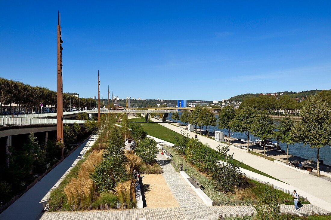 France,Seine Maritime,Rouen,gardens of the newly developed left bank quays