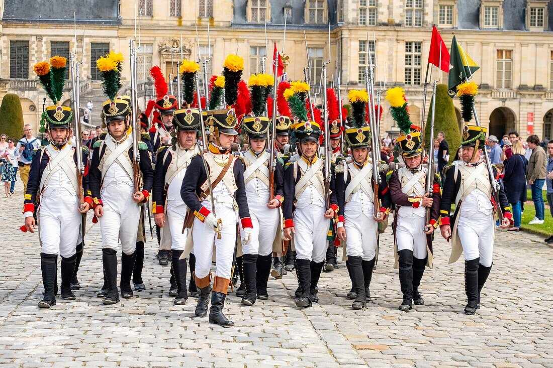 France,Seine et Marne,castle of Fontainebleau,historical reconstruction of the stay of Napoleon 1st and Josephine in 1809