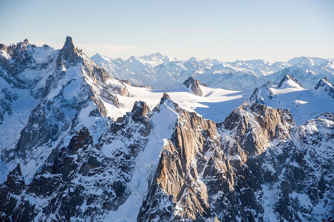 France,Haute Savoie,Mont Blanc valley,Chamonix Mont Blanc (aerial view)