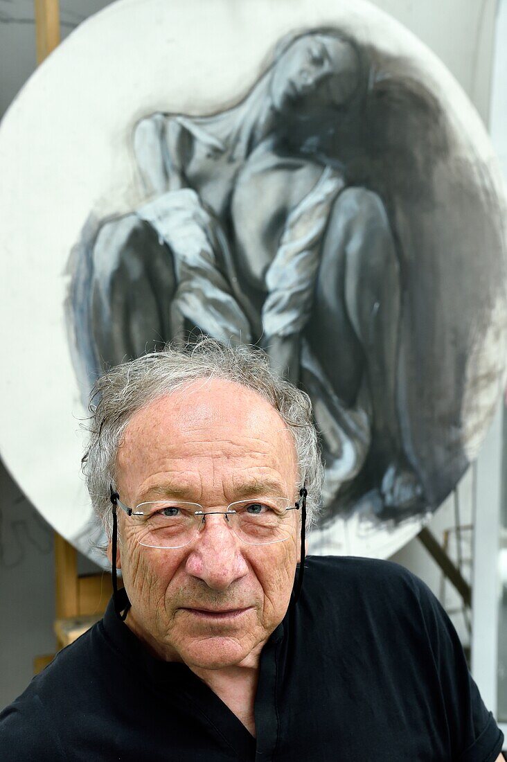France,Ivry sur Seine,the artist Ernest Pignon-Ernest in his studio