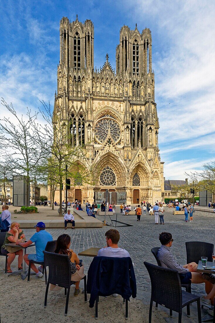 France,Marne,Reims,Notre Dame cathedral,listed as World Heritage by UNESCO,the western frontage