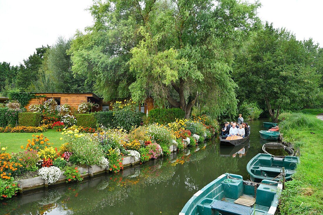 France,Somme,Amiens,the Hortillonnages are old marshes filled to create a mosaic of floating gardens surrounded by canals